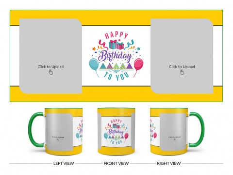 Daughter Birthday With Yellow Borders Design On Dual Tone Green Mug