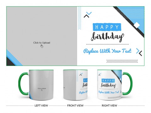 Happy Birthday Design On Dual Tone Green Mug
