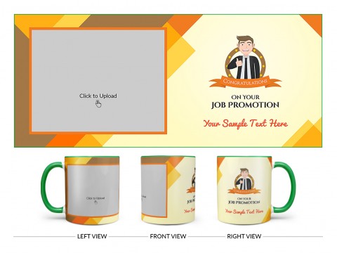 Congratulations For Your Job Promotion Design On Dual Tone Green Mug