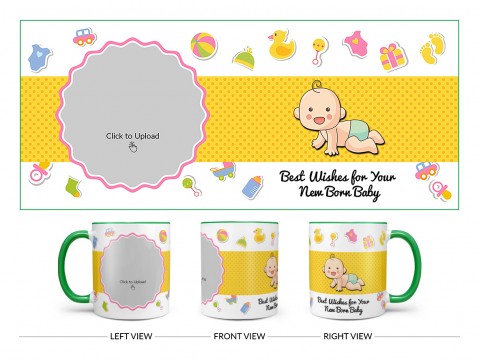 Best Wishes For Your New Born Baby Design On Dual Tone Green Mug