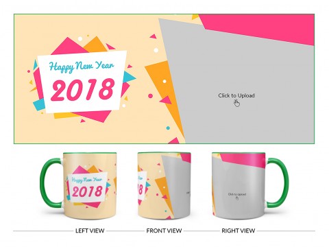 Happy New Year 2018 Design On Dual Tone Green Mug