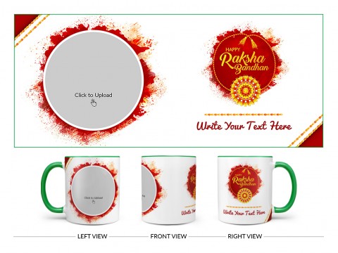Happy Rakshabandan Design On Dual Tone Green Mug