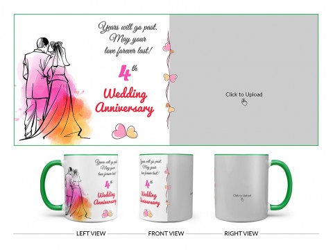 Wedding Anniversary Design On Dual Tone Green Mug