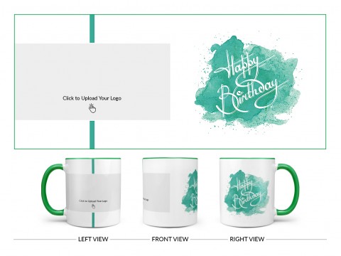 Corporate Mug With Birthday Message Design On Dual Tone Green Mug