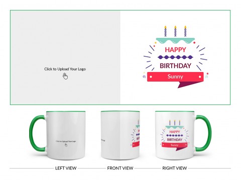 Company Mug With Birthday Message Design On Dual Tone Green Mug