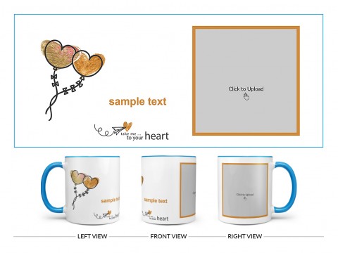 Take Me To Your Heart Quote Design On Dual Tone Sky Blue Mug