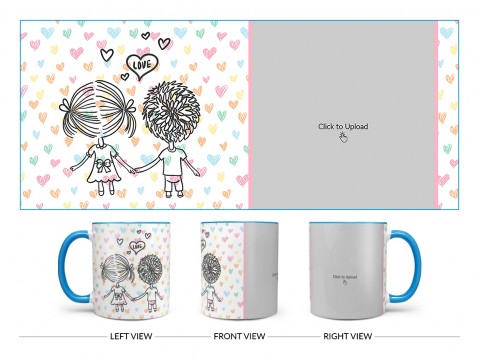 Young Couple Starting Journey For Love / Life Design On Dual Tone Sky Blue Mug