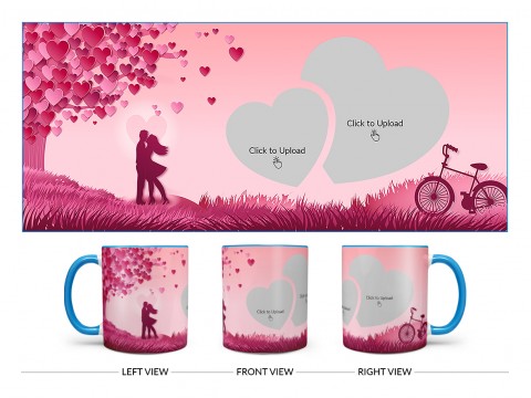 Young Couple In Love World Design On Dual Tone Sky Blue Mug