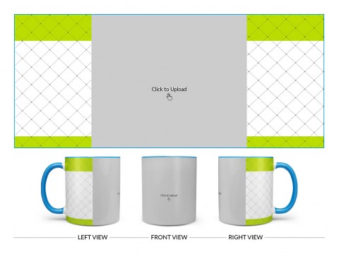 Green borders With Dotted Line Background Design On Dual Tone Sky Blue Mug