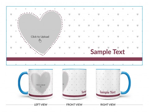 Love Symbol & Dotted Pattern Background Design On Dual Tone Sky Blue Mug