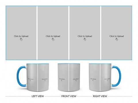 4 Vertical Pic Upload Design For Any Occasions & Event Design On Dual Tone Sky Blue Mug