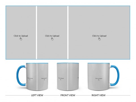 3 Pic Upload Design For Any Occasions & Event Design On Dual Tone Sky Blue Mug