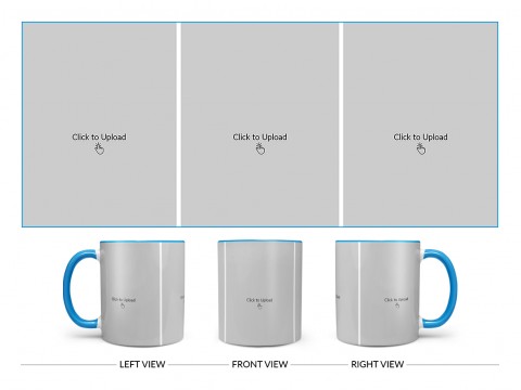 3 Equal Pic Upload Design For Any Occasions & Event Design On Dual Tone Sky Blue Mug