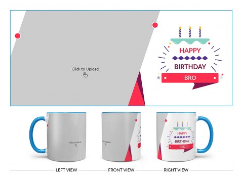 Brother's Birthday With White Background Design On Dual Tone Sky Blue Mug