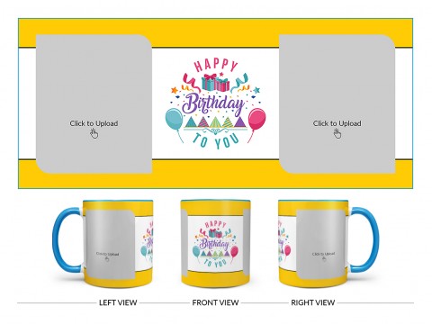 Daughter Birthday With Yellow Borders Design On Dual Tone Sky Blue Mug