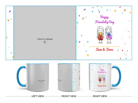 Happy Friendship Day Design On Dual Tone Sky Blue Mug