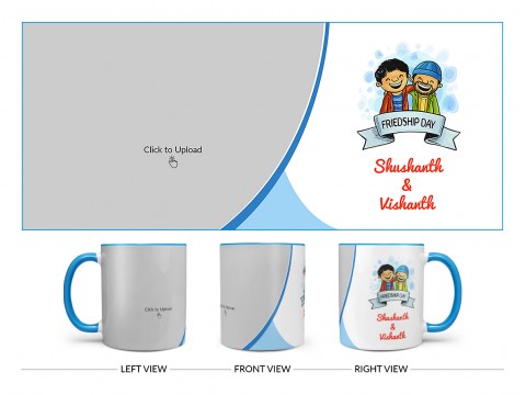 Friendship Day Design On Dual Tone Sky Blue Mug