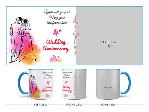 Wedding Anniversary Design On Dual Tone Sky Blue Mug
