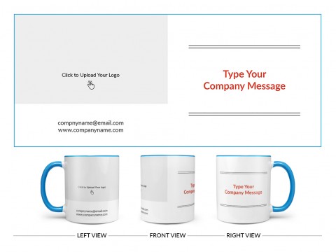 Company Mug With Custom Message Design On Dual Tone Sky Blue Mug