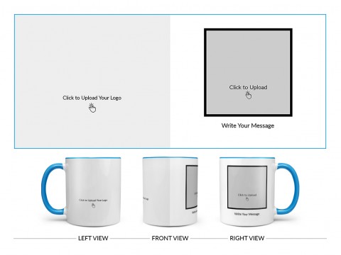Company Mug With Photo Design On Dual Tone Sky Blue Mug