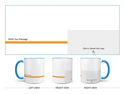 Corporate Mug With Company Message Design On Dual Tone Sky Blue Mug