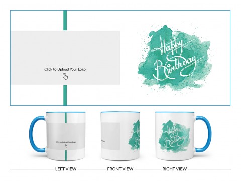 Corporate Mug With Birthday Message Design On Dual Tone Sky Blue Mug