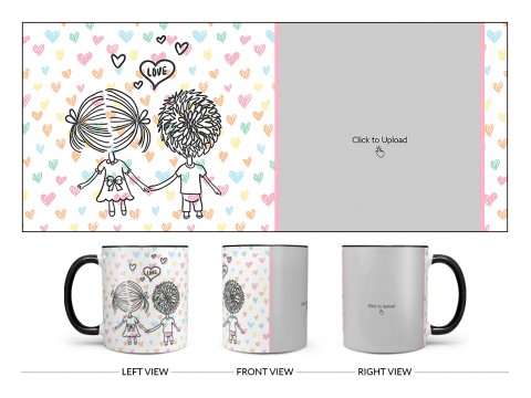 Young Couple Starting Journey For Love / Life Design On Dual Tone Black Mug