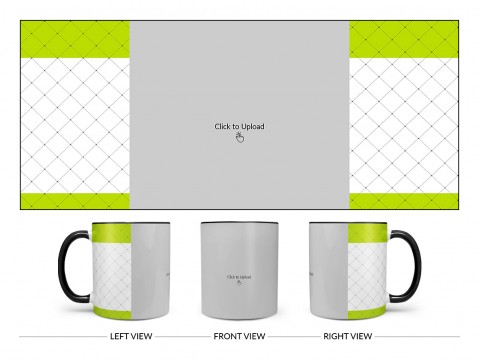 Green borders With Dotted Line Background Design On Dual Tone Black Mug
