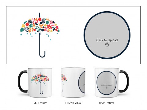 Flower Design Umbrella Design On Dual Tone Black Mug
