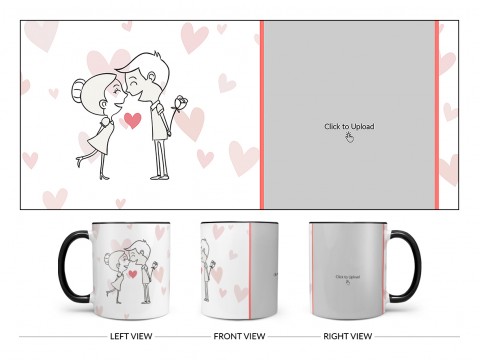 Lovers Enjoying In Love Rain Design On Dual Tone Black Mug
