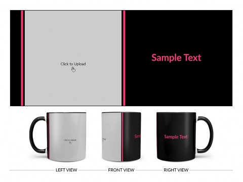 Black Background With Square Pic Upload Design On Dual Tone Black Mug