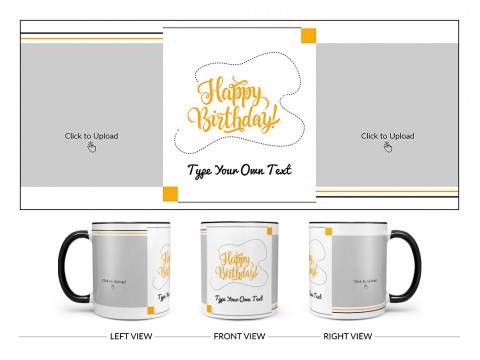Boy Friend Birthday With 2 Square Pic Upload Design On Dual Tone Black Mug