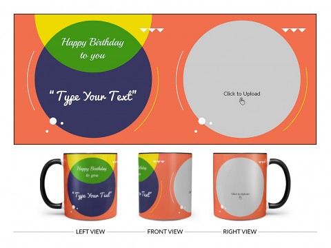 Boy Friend Birthday Orange Spear Shape Pic Upload Design On Dual Tone Black Mug