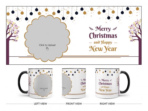 Merry Christmas And Happy New Year Design On Dual Tone Black Mug
