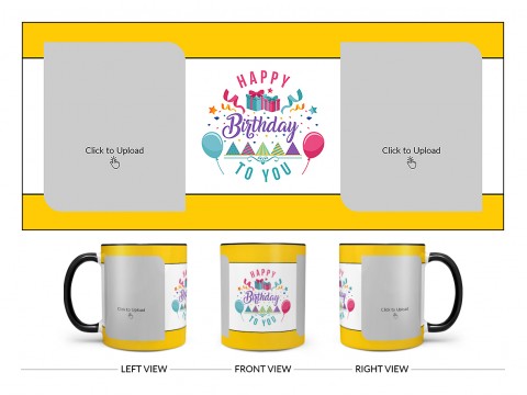 Daughter Birthday With Yellow Borders Design On Dual Tone Black Mug
