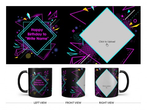 Friend Birthday Colourful DJ Background Design On Dual Tone Black Mug