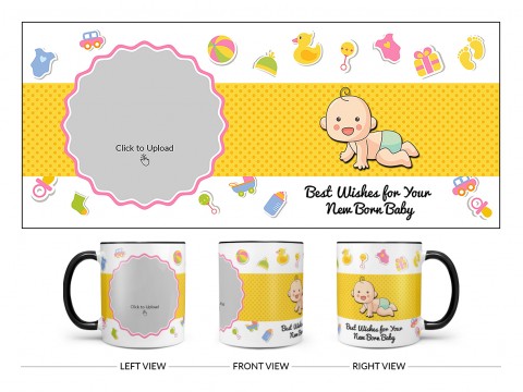 Best Wishes For Your New Born Baby Design On Dual Tone Black Mug