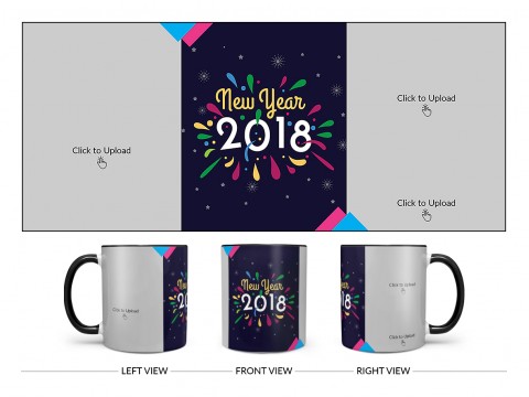 Happy New Year 2018 Design On Dual Tone Black Mug