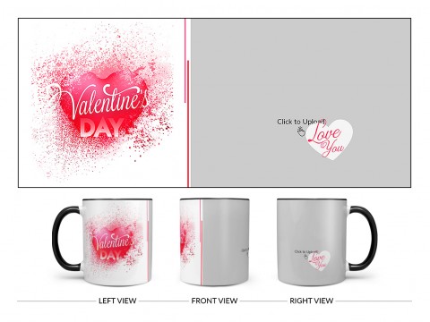 Happy Valentine's Day Design On Dual Tone Black Mug