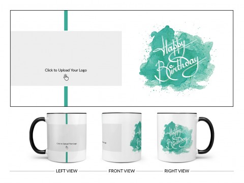 Corporate Mug With Birthday Message Design On Dual Tone Black Mug