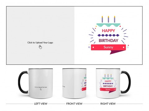 Company Mug With Birthday Message Design On Dual Tone Black Mug