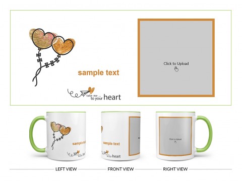Take Me To Your Heart Quote Design On Dual Tone Light Green Mug