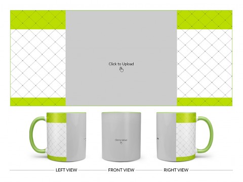 Green borders With Dotted Line Background Design On Dual Tone Light Green Mug