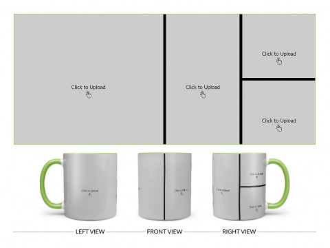 4 Pic Upload Upload Design For Multiple Occasions Design On Dual Tone Light Green Mug