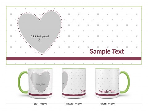 Love Symbol & Dotted Pattern Background Design On Dual Tone Light Green Mug