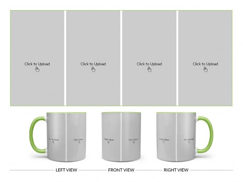 4 Vertical Pic Upload Design For Any Occasions & Event Design On Dual Tone Light Green Mug