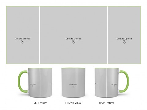 3 Vertical Pic Upload Design For Any Occasions & Event Design On Dual Tone Light Green Mug