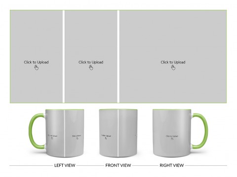 3 Pic Upload Design For Any Occasions & Event Design On Dual Tone Light Green Mug