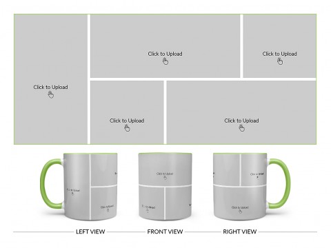 5 Pic Upload Design For Any Occasions & Event Design On Dual Tone Light Green Mug