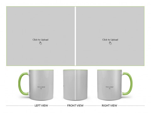 2 Large Pic Upload Design For Any Occasions & Event Design On Dual Tone Light Green Mug